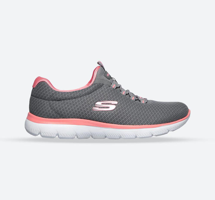 Womens Wide Fit Skechers 12980 Summits Walking Trainers in Grey/Pink - Image 1