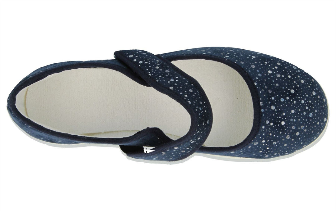 Womens Wide Fit DB Bombay Canvas Shoes in Navy Stretch - Image 5