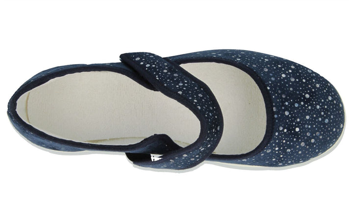 Womens Wide Fit DB Bombay Canvas Shoes in Navy Stretch - Image 1
