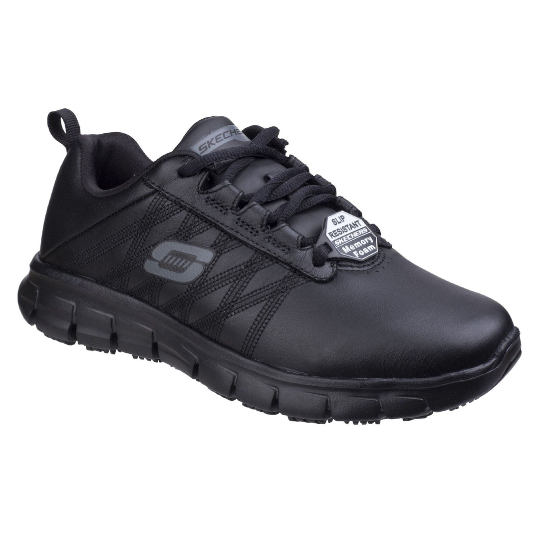 Women's Wide Fit Skechers 76576EC Sure Track Erath Occupational Trainers in Black - Image 3