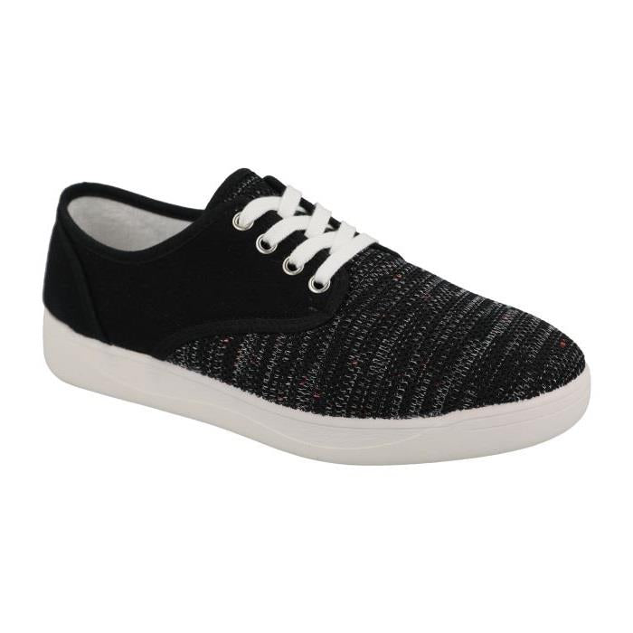 Women's Wide Fit DB Giraffe Canvas Shoes in Black Textile - Image 1