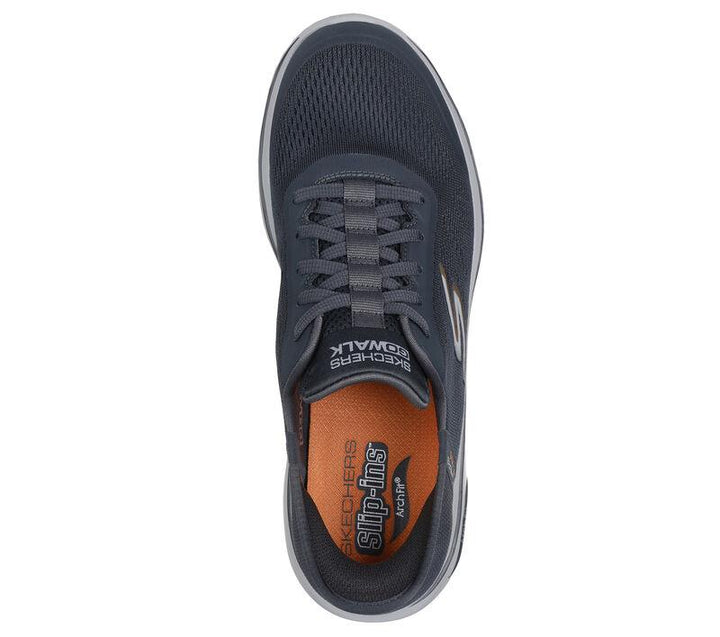 Men's Wide Fit Skechers 216602WW Slip-ins Arch Fit 2.0 Simplicity Trainers - EXCLUSIVE in Charcoal/Orange - Image 1