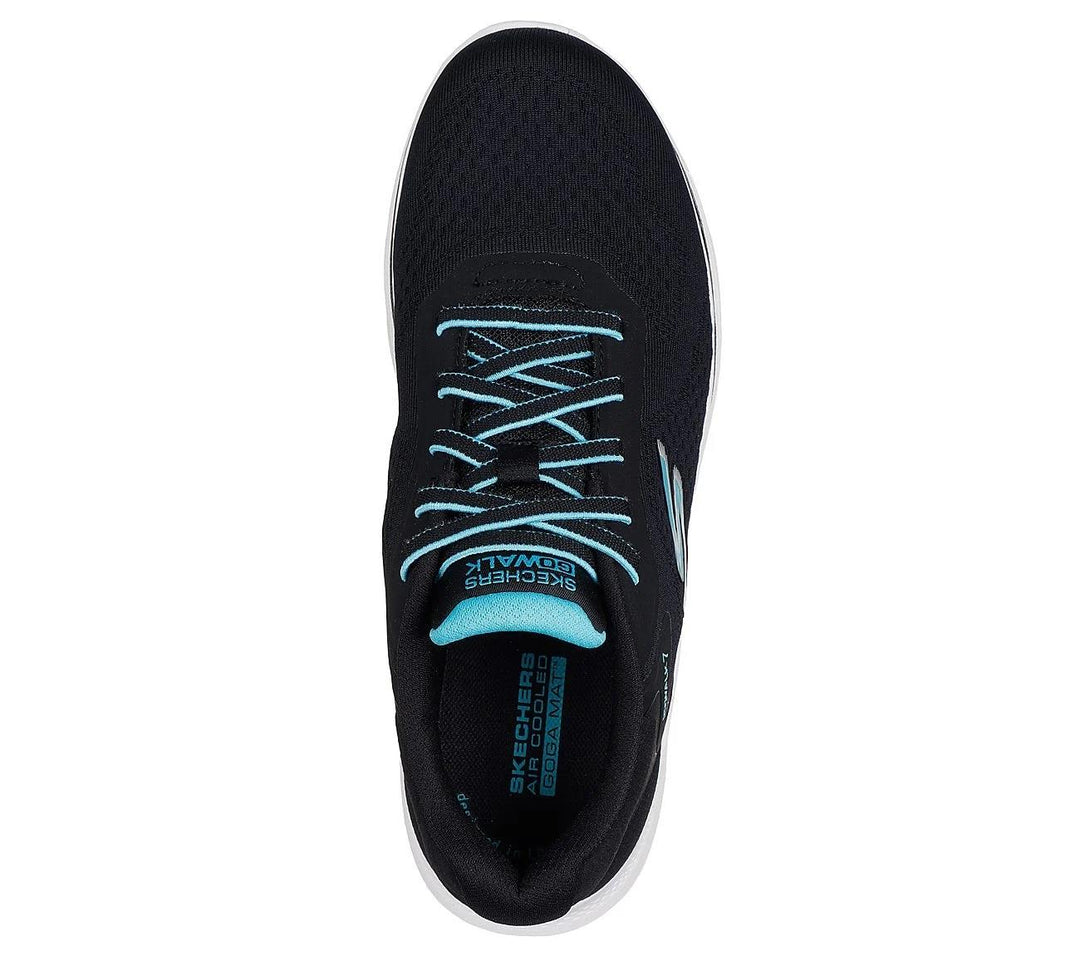 Women's Wide Fit Skechers 125215 Go Walk 7 Cosmic Waves Trainers in Black/Turquoise - Image 5