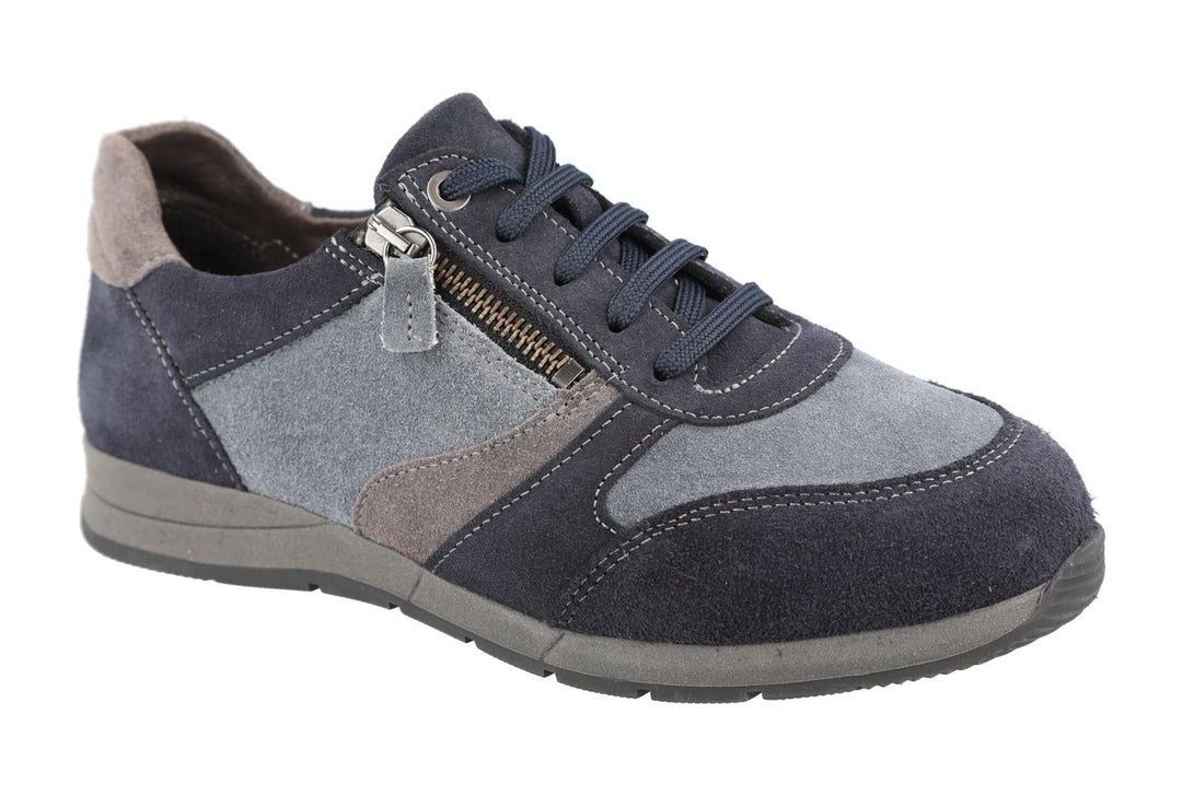 Women's Wide Fit DB Kingfisher Trainers in Blue Suede Multi - Image 3