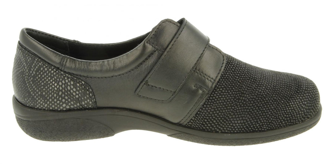 Womens Wide Fit DB Firecrest Shoes in Black / Stretch - Image 4