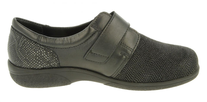 Womens Wide Fit DB Firecrest Shoes in Black / Stretch - Image 1