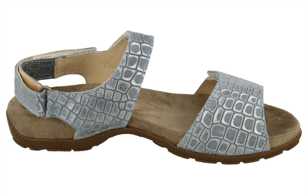 Womens Wide Fit DB Sussex Sandals in Black Patent Reptile - Image 8