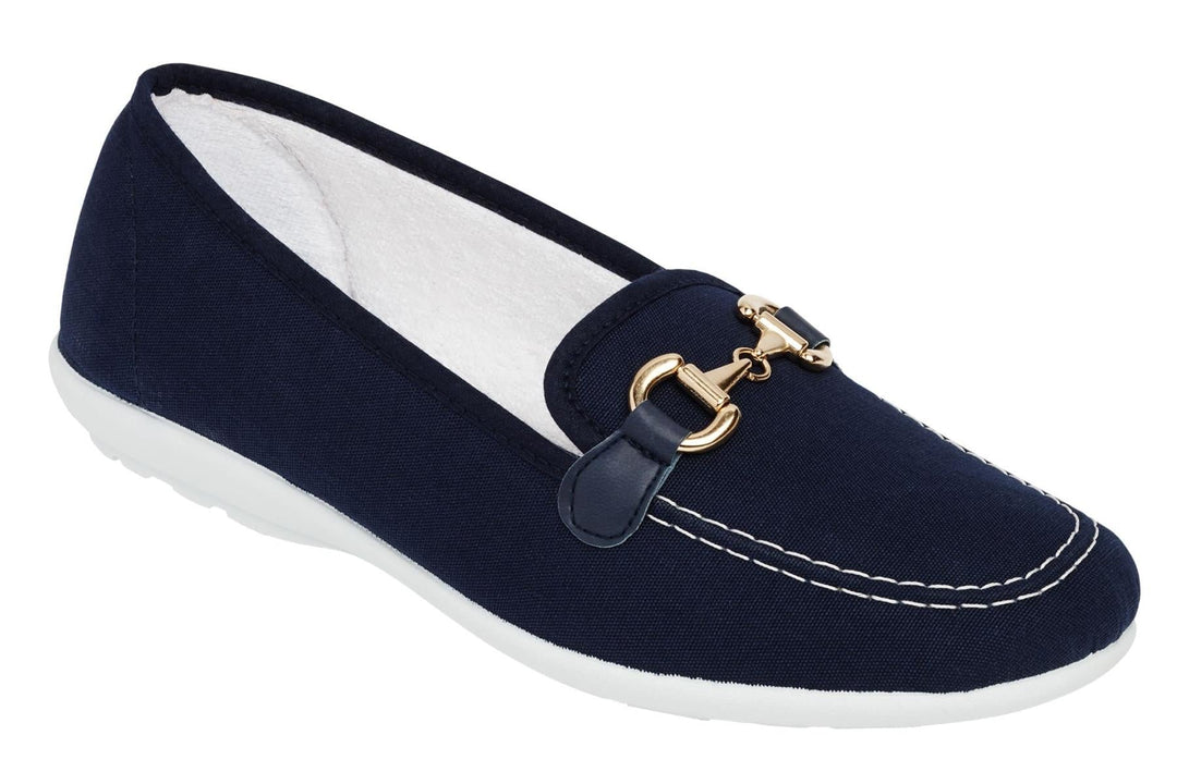 Womens Wide Fit DB Alpha Canvas Shoes in Navy - Image 3