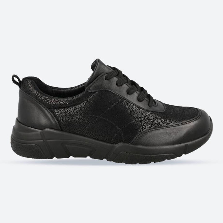 Women's Wide Fit DB Culver Shoes in Black Lea / Stretch - Image 1