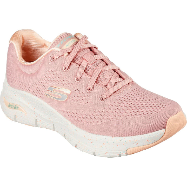 Women's Wide Fit Skechers 149566 Arch Fit Freckle Me Trainers in Pink/Multi - Image 1