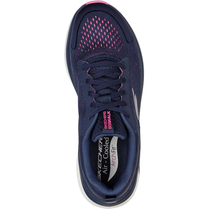 Women's Wide Fit Skechers 124933 Go Walk Workout Walker Trainers in Navy/Hot Pink - Image 1
