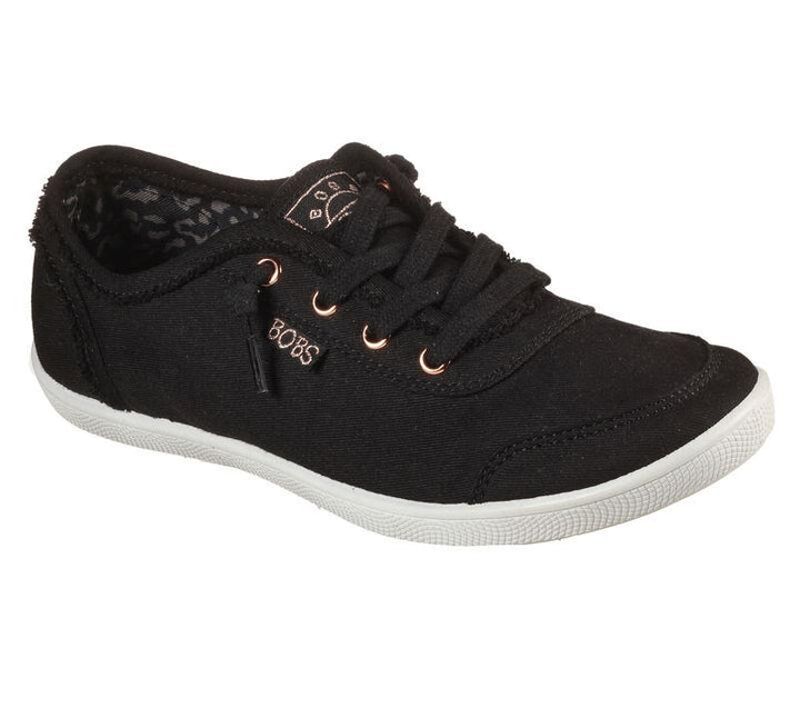 Women's Wide Fit Skechers Bobs 33492W Shoes in Black - Image 1