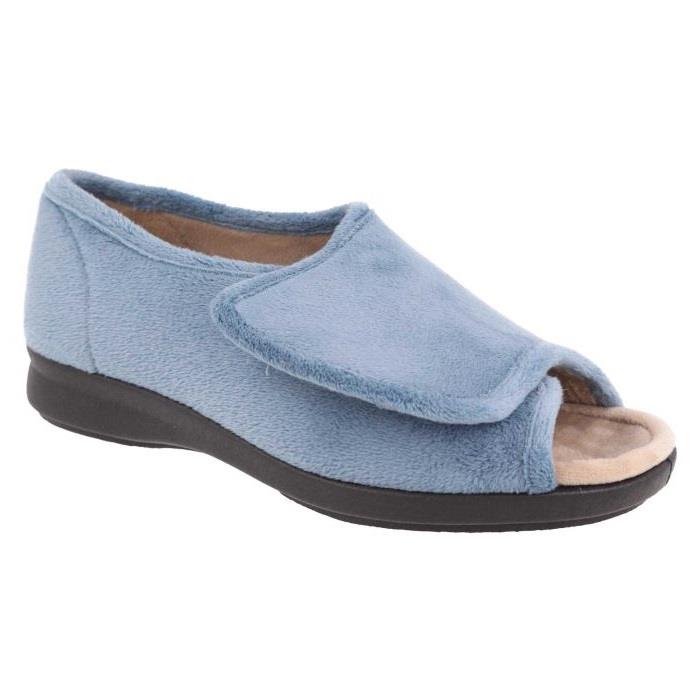 Women's Wide Fit DB Jolene Slippers in Sky Blue Textile - Image 3