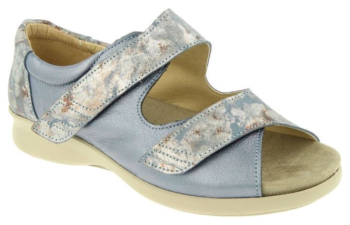 Womens Wide Fit DB Surf Sandals in Mottled Beige Suede/Lea - Image 1
