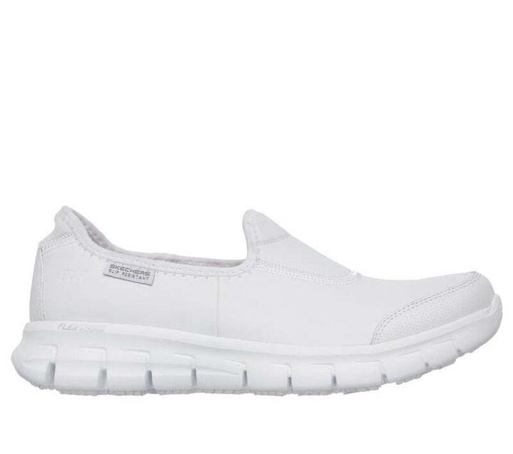 Women's Wide Fit Skechers 76536EC Work Relaxed Fit Sure Track Shoes in White - Image 1