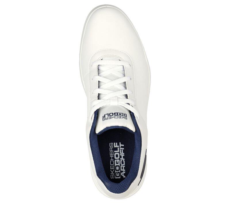 Men's Wide Fit Skechers 214037 Go Golf Drive 5 Trainers in White/Navy - Image 5
