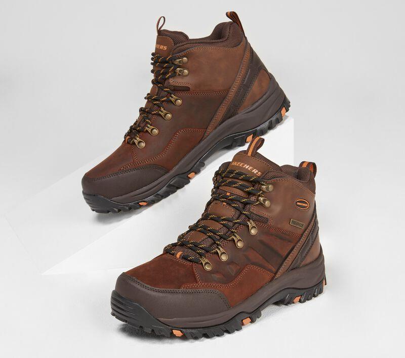 Men's Wide Fit Skechers 65529 Relaxed Fit Relment Traven Hiking Boots in Brown - Image 6