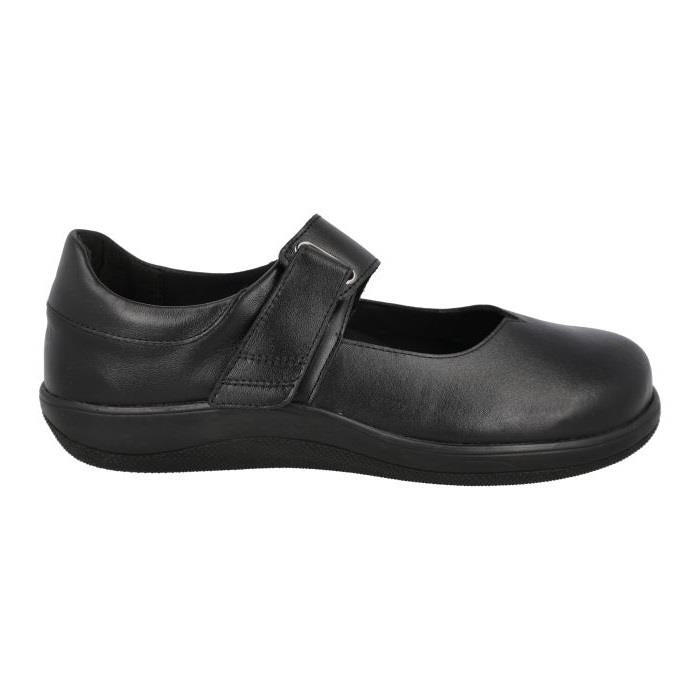 Women's Wide Fit DB Vista Shoes in Black Leather - Image 1