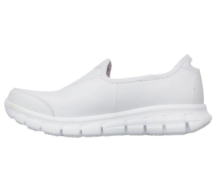 Women's Wide Fit Skechers 76536EC Work Relaxed Fit Sure Track Shoes in White - Image 1