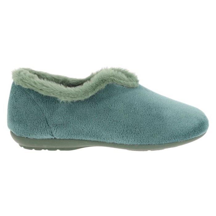 Women's Wide Fit DB Faye Slip on Slippers in Red Velour - Image 12