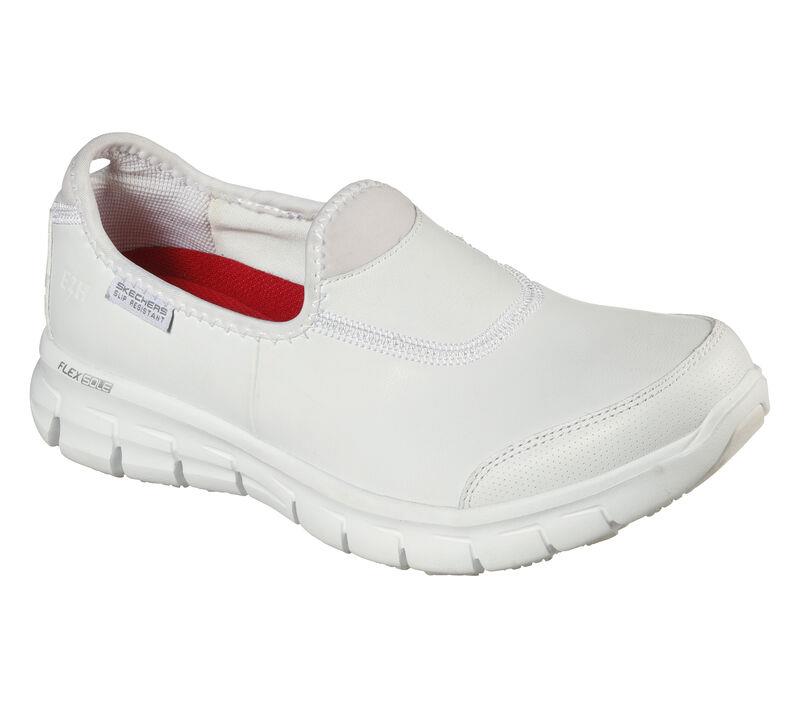 Women's Wide Fit Skechers 76536EC Work Relaxed Fit Sure Track Shoes in White - Image 3