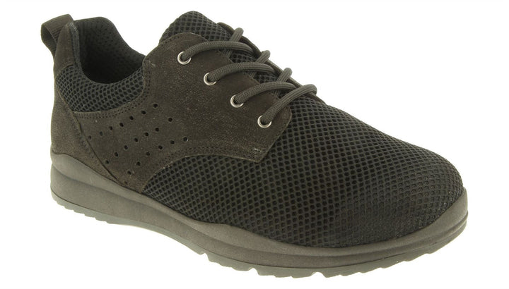 Mens Wide Fit DB Archie Shoes in Black Mesh/Nubuck - Image 1