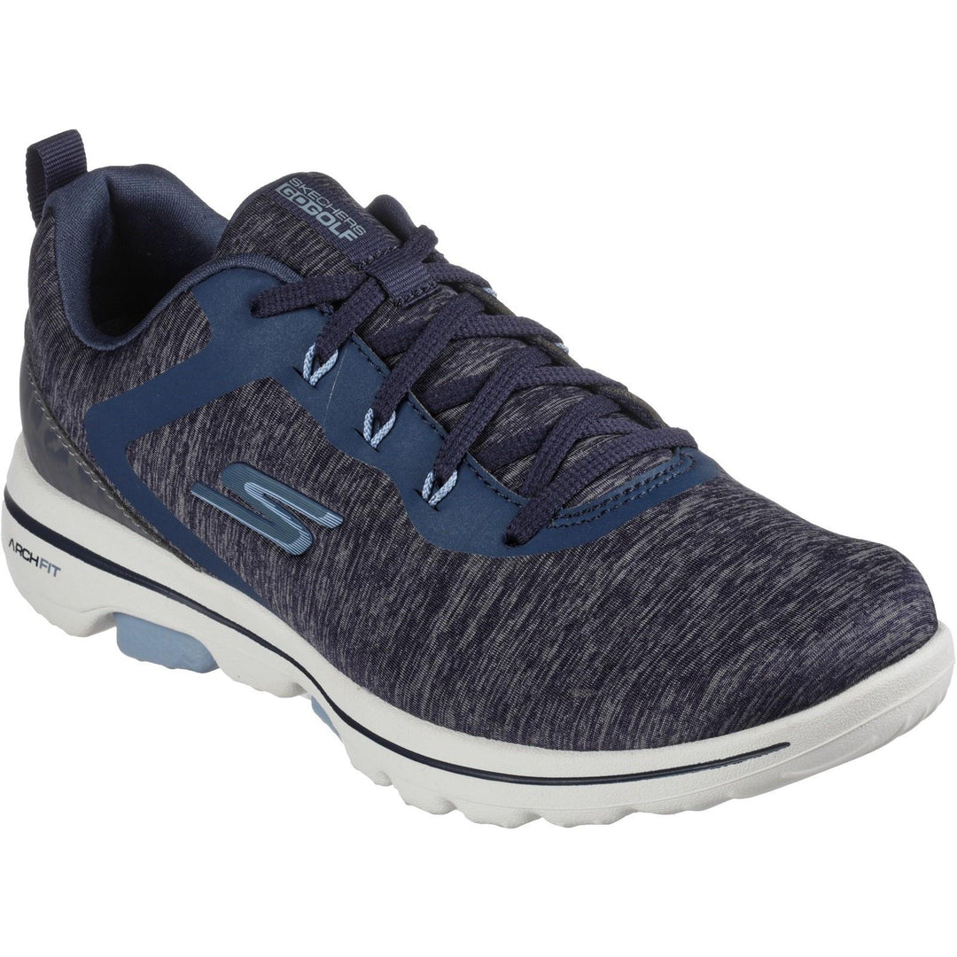 Women's Wide Fit Skechers Go Golf Walk 5 Trainers in Black/White - Image 8