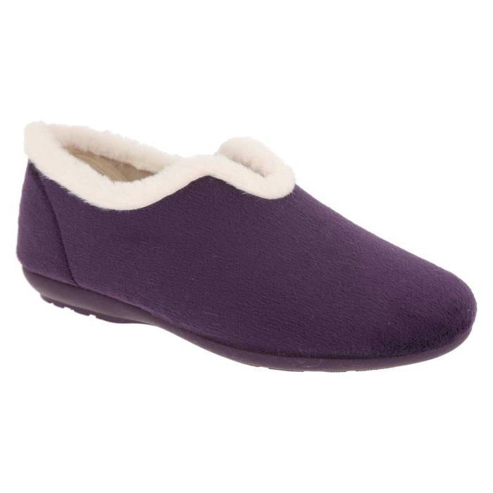 Women's Wide Fit DB Faye Slip on Slippers in Red Velour - Image 11