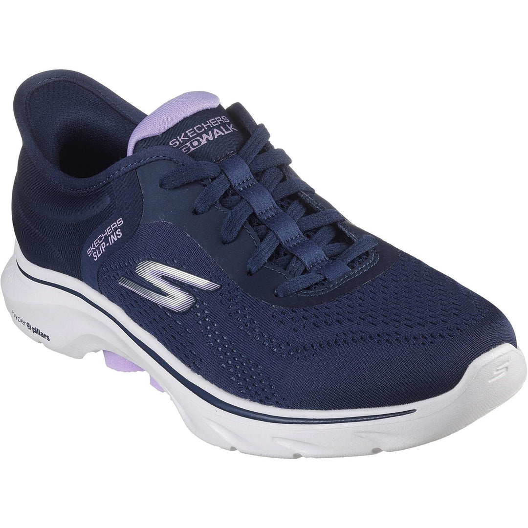 Women's Wide Fit Skechers 125233 Slip-ins Go Walk 7 Valin Trainers in Black - Image 9
