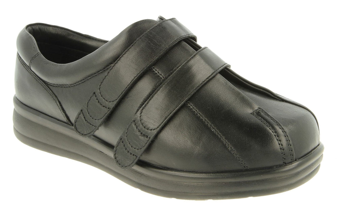 Womens Wide Fit DB Serena Shoes in Black Leather - Image 3