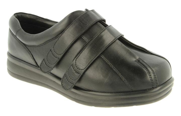 Womens Wide Fit DB Serena Shoes in Black Leather - Image 1