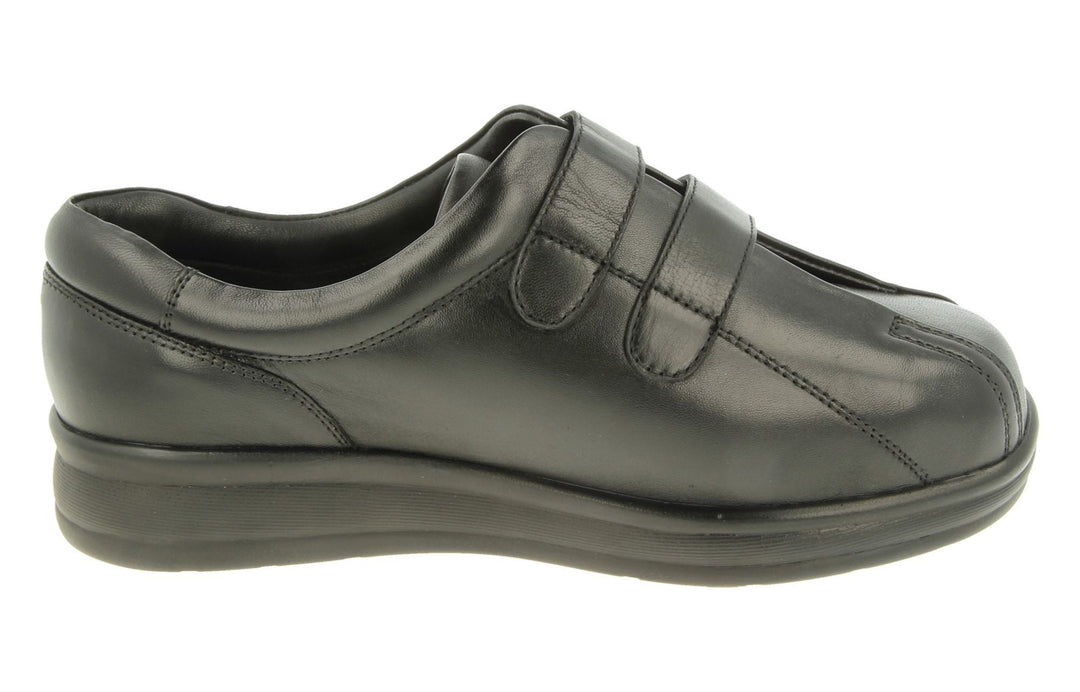 Womens Wide Fit DB Serena Shoes in Black Leather - Image 4