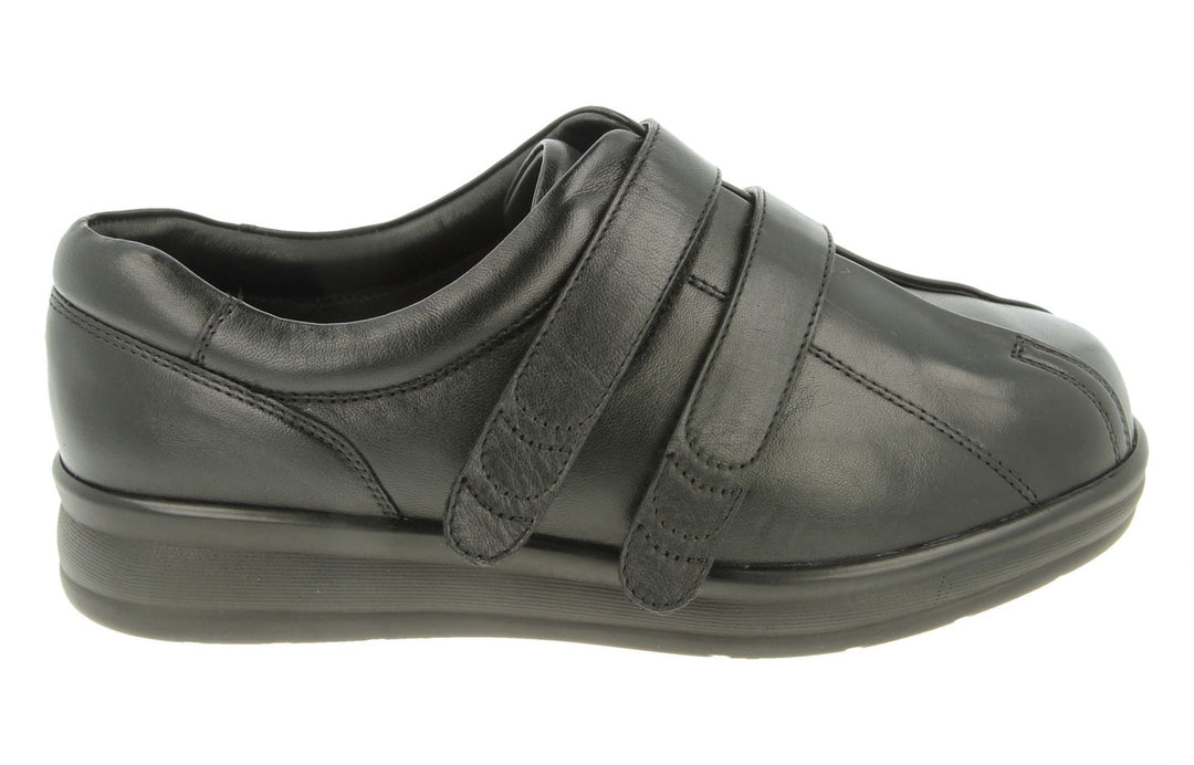 Womens Wide Fit DB Serena Shoes in Black Leather - Image 2