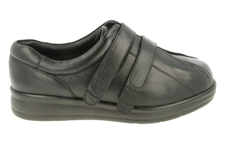 Womens Wide Fit DB Serena Shoes in Black Leather - Image 1