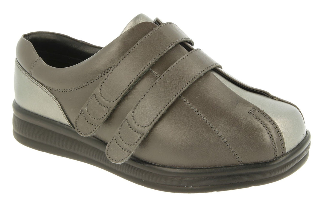 Womens Wide Fit DB Serena Shoes in Black Leather - Image 13