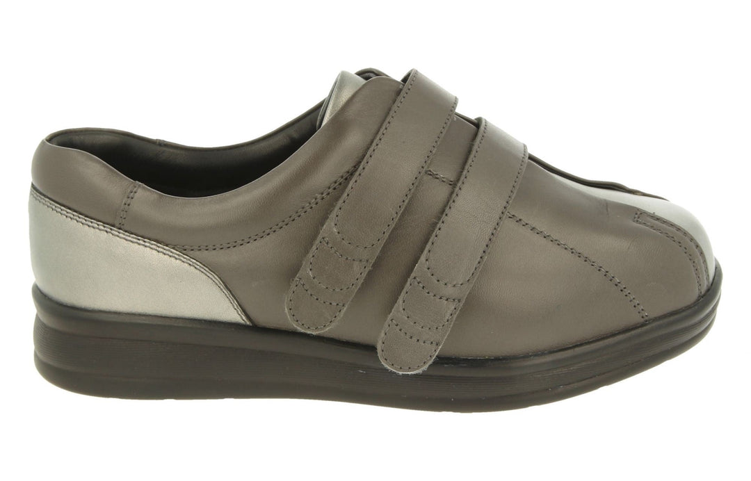 Womens Wide Fit DB Serena Shoes in Black Leather - Image 12