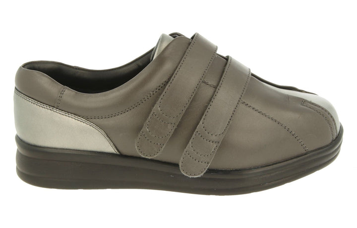 Womens Wide Fit DB Serena Shoes in Black Leather - Image 1