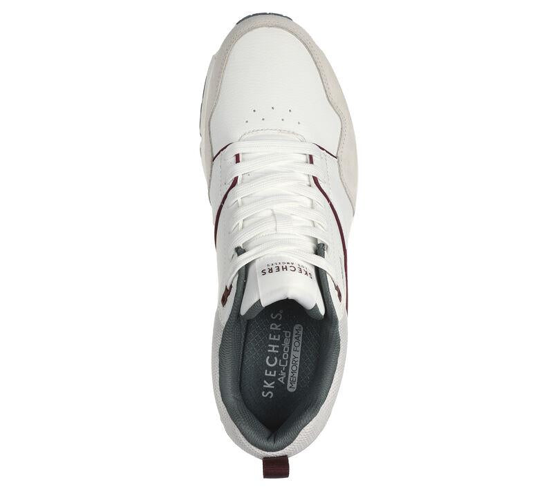 Men's Wide Fit Skechers 183020 Uno Retro One Trainers - White/Green in White/Green - Image 5