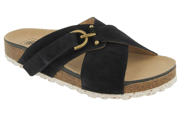 Womens Wide Fit DB Raja Sandals in Tan Suede - Image 1