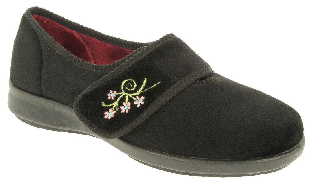 Womens Wide Fit DB Caroline 2 Slippers in Black - Image 3