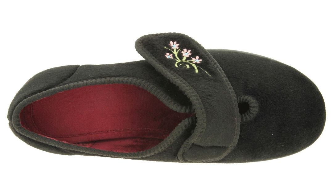 Womens Wide Fit DB Caroline 2 Slippers in Black - Image 4