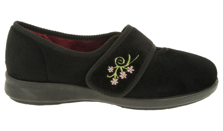 Womens Wide Fit DB Caroline 2 Slippers in Black - Image 1