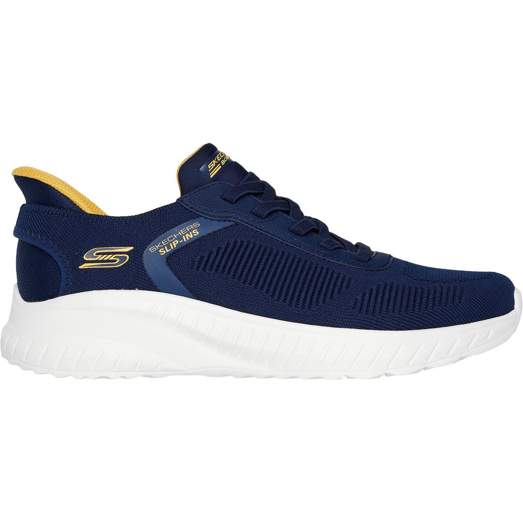 Men's Wide Fit Skechers 118312 Slip-ins Bobs Sport Squad Chaos Solid Step Trainers in Navy - Image 2