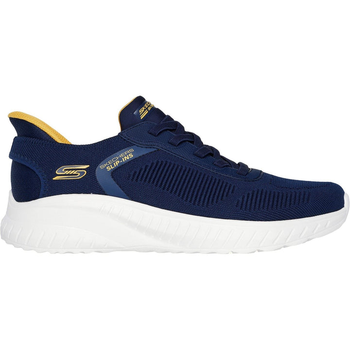 Men's Wide Fit Skechers 118312 Slip-ins Bobs Sport Squad Chaos Solid Step Trainers in Navy - Image 1