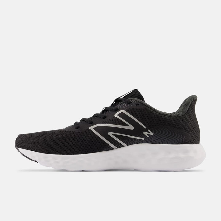 Women's Wide Fit New Balance M411LB3 Walking and Running Trainers - Black/White in Black/White - Image 1