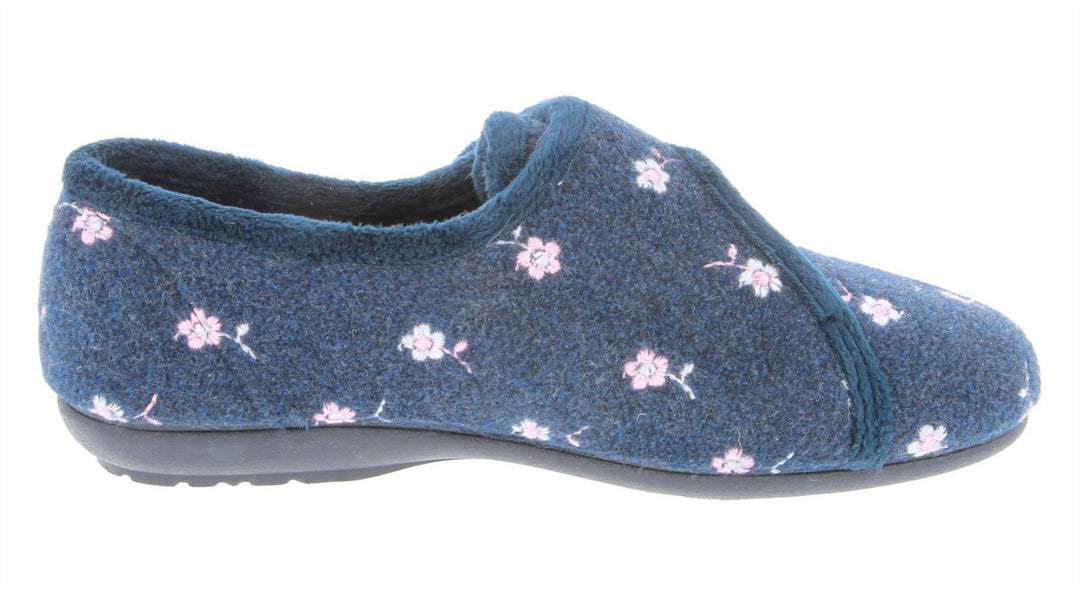 Womens Wide Fit DB Savannah Slippers in Navy - Image 4