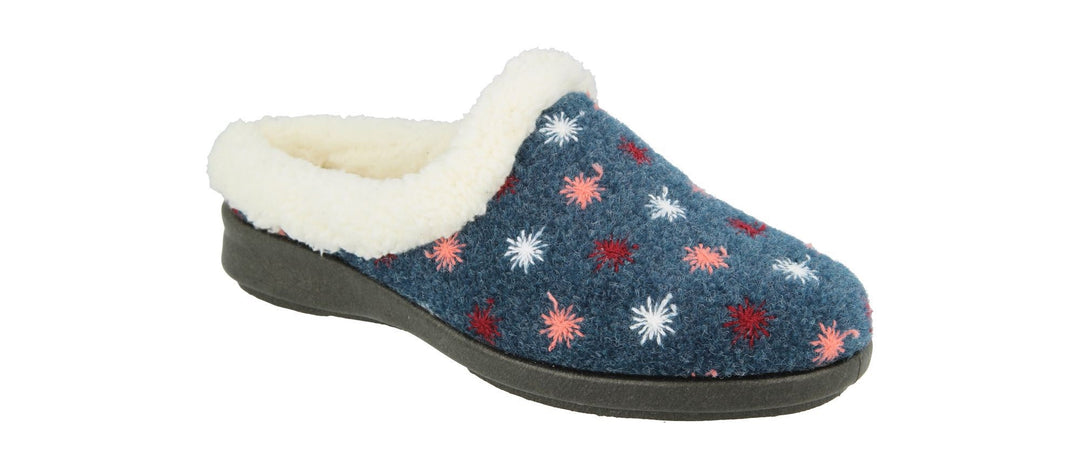 Womens Wide Fit DB Tracey Slippers in Navy - Image 2