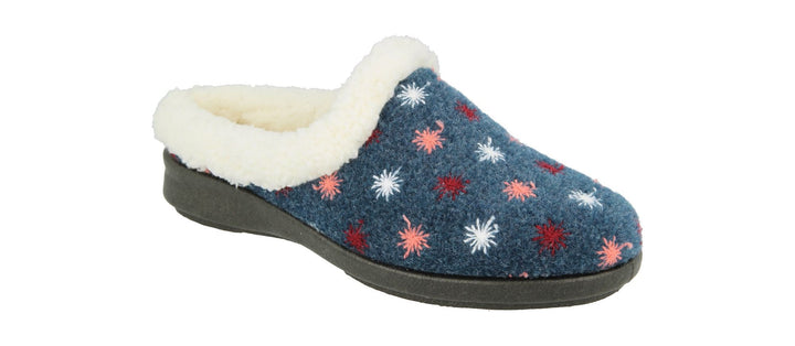 Womens Wide Fit DB Tracey Slippers in Navy - Image 1