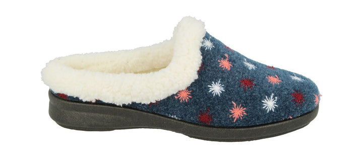 Womens Wide Fit DB Tracey Slippers in Navy - Image 1