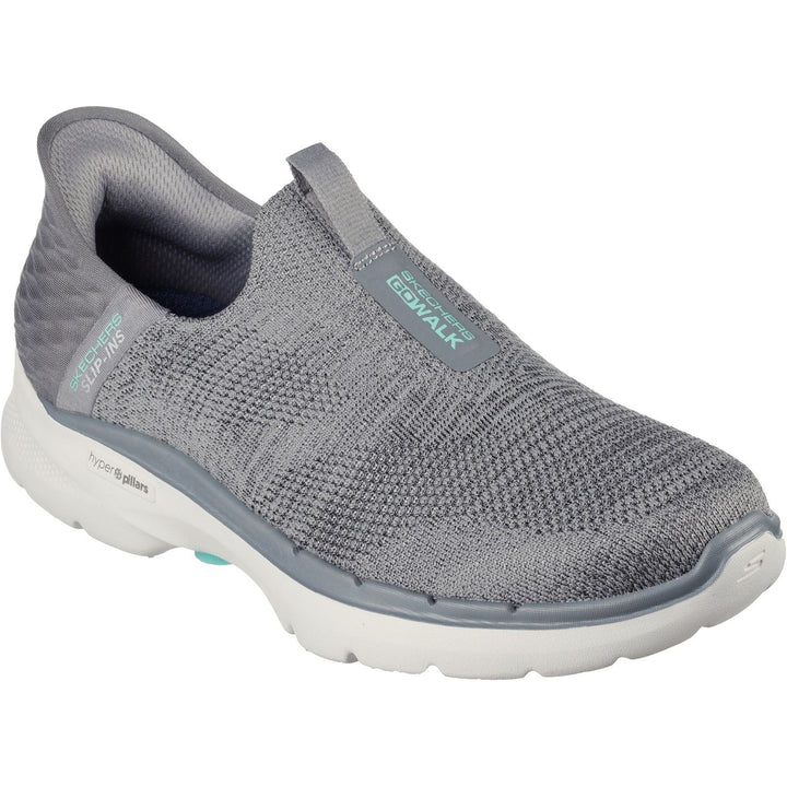 Women's Wide Fit Skechers 124569 Slip-ins GO WALK 6 Fabulous View Trainers - Grey in Grey - Image 1